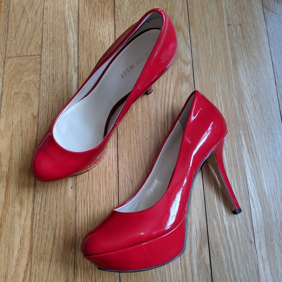 Nine West Shoes - Red Leather High Heel Platform Pumps Nine West 7